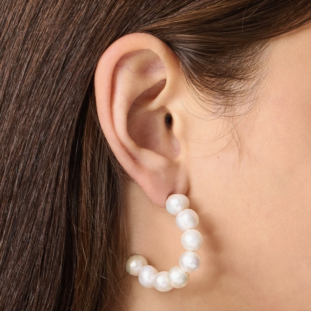 Genuine Pearl Hoops